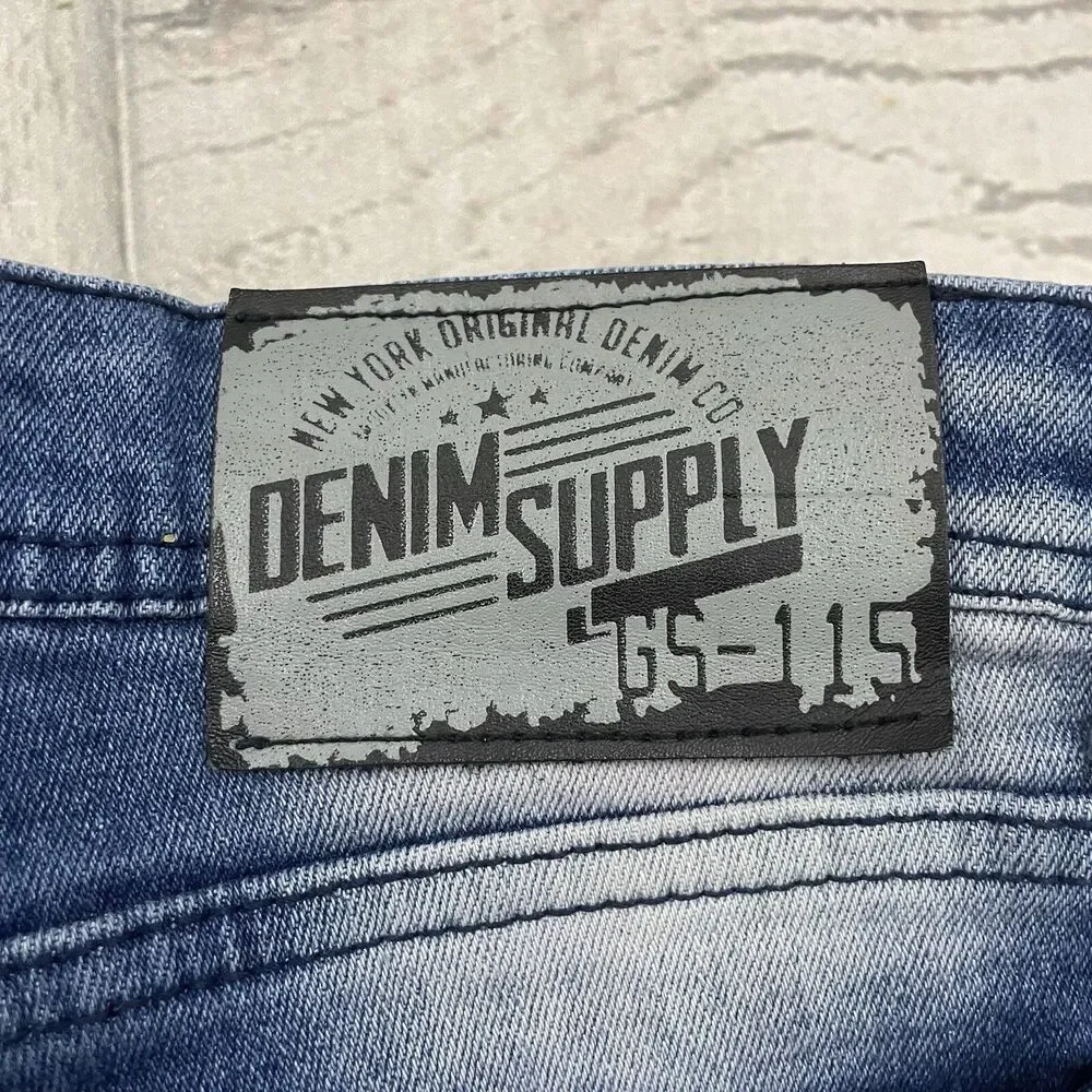 GS-115 Men's W32 x L30 Blue Slim Distressed Stressed Moto Skinny Jeans